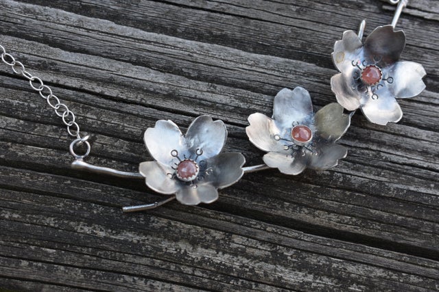 Handmade Cherry Blossoms Pendant Long Necklace
